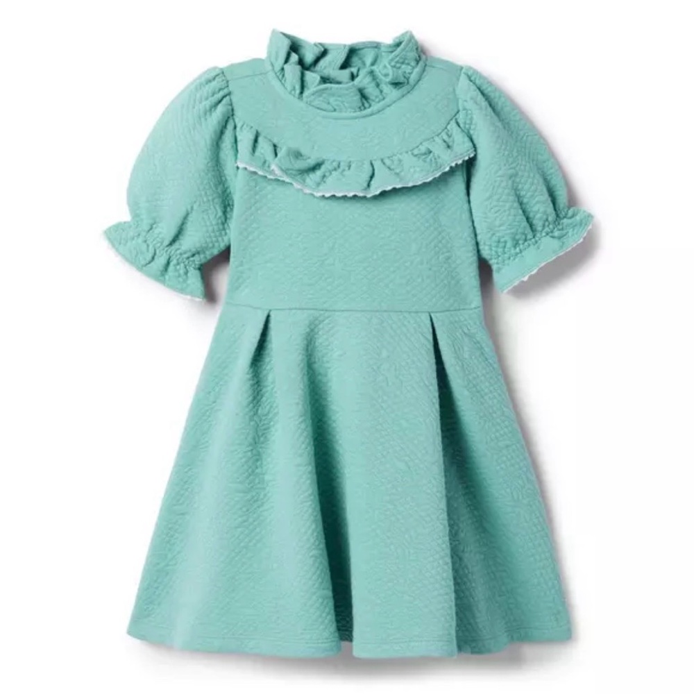 Janie And Jack Ruffle Jacquard Dress Sage Green Size 10 NWT